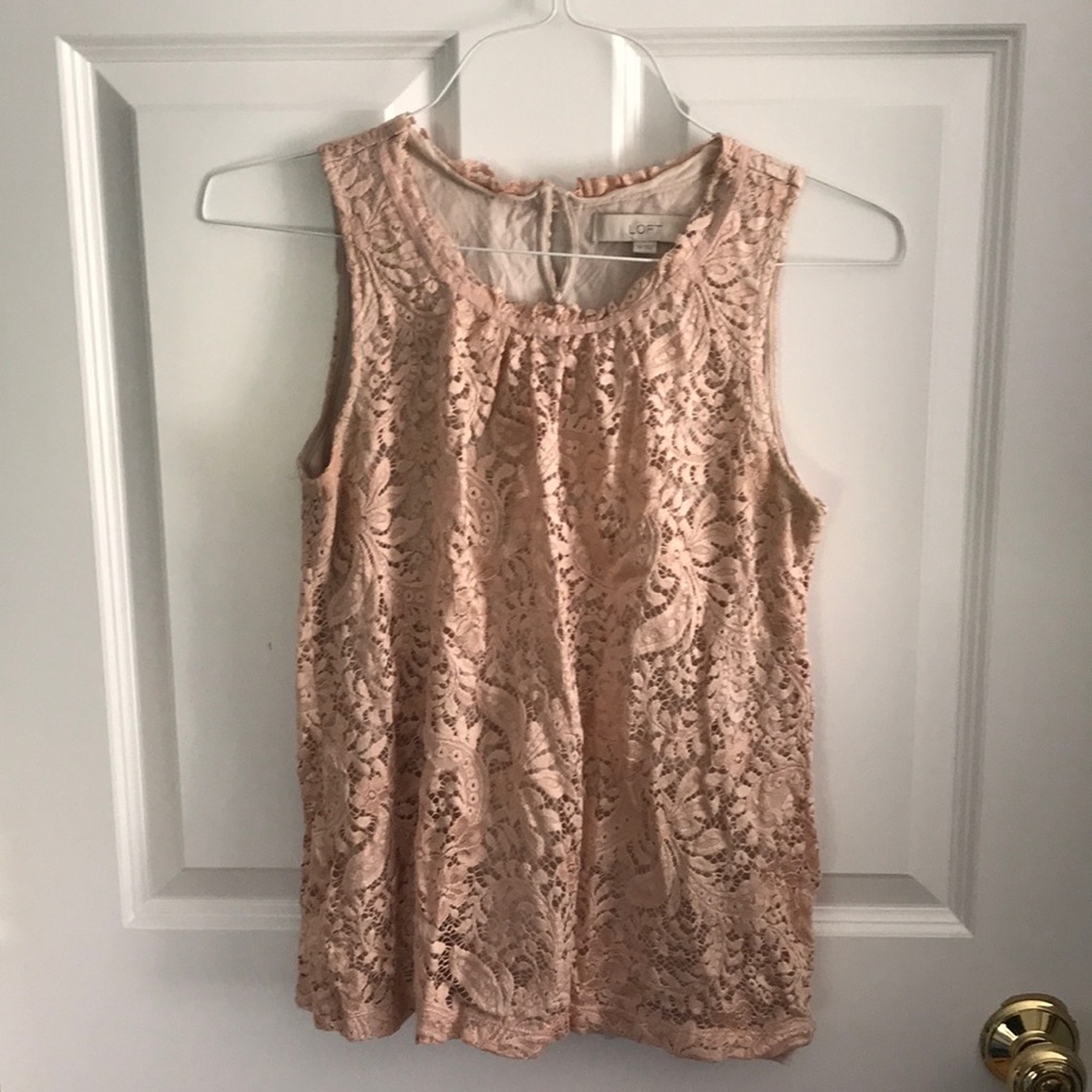 Loft peach lace tank top